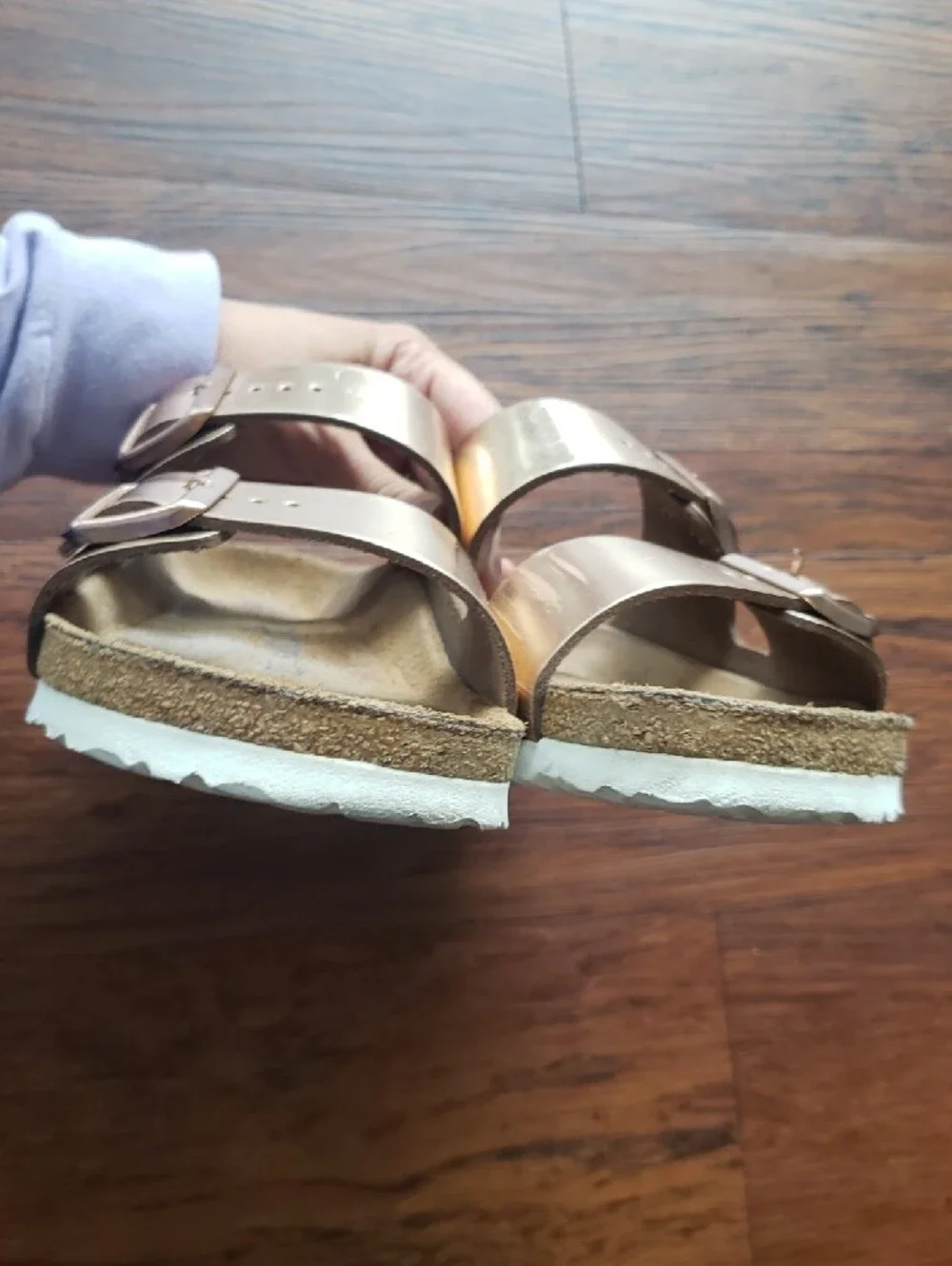 Birkenstock Arizona Metallic Rose Gold Sandals Size 42 Narrow Soft Footbed Y2K